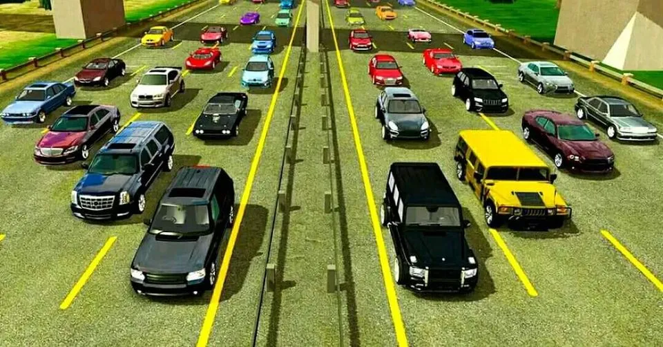 Cars driffting on a road in Car parking multiplayer on Pc and Mac